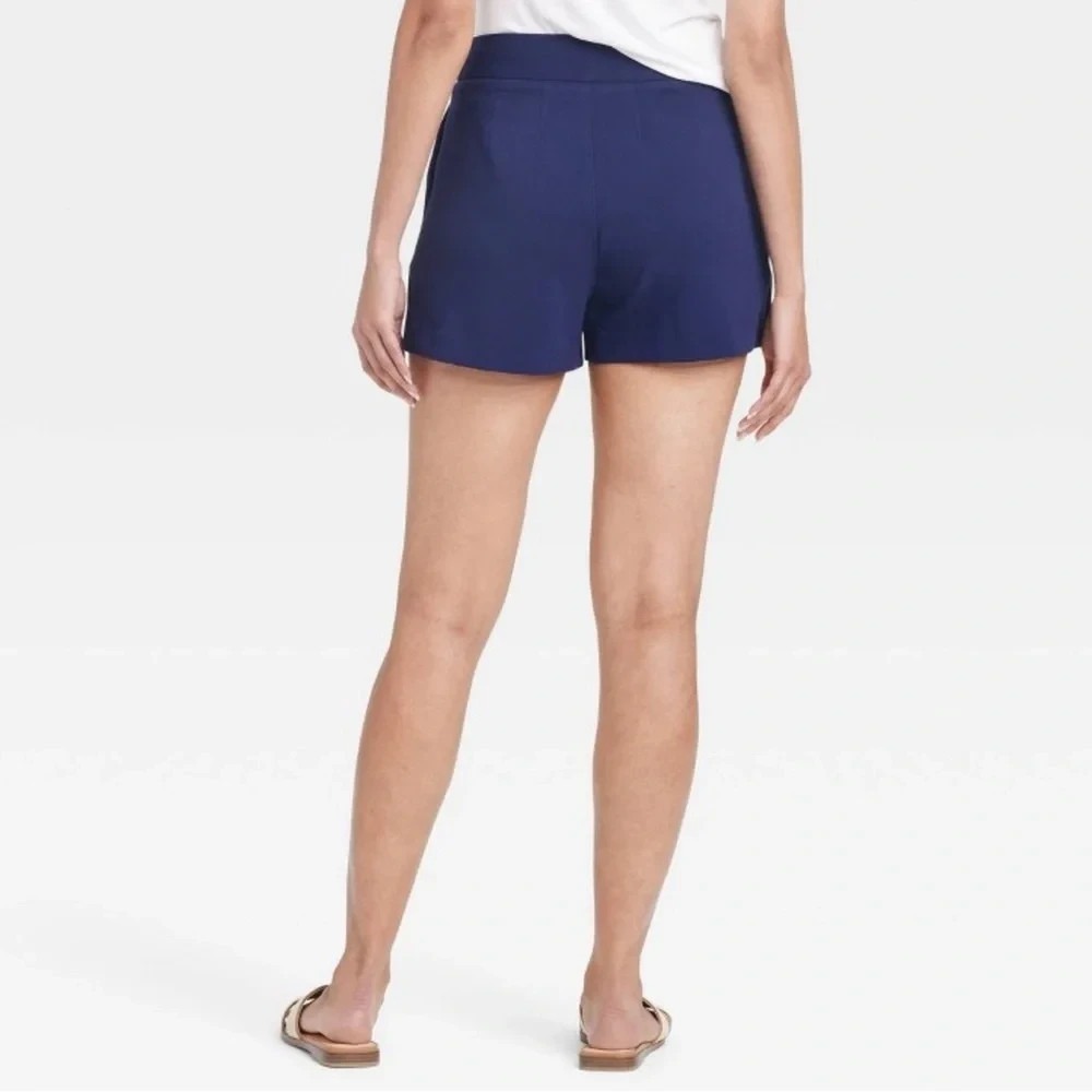 Women's High-Rise Tailored Shorts A New Day Navy Size 4 - Picture 2 of 3